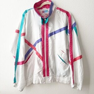 Vintage 90s White Purple Pink G4000 1993 Windbreaker Jacket